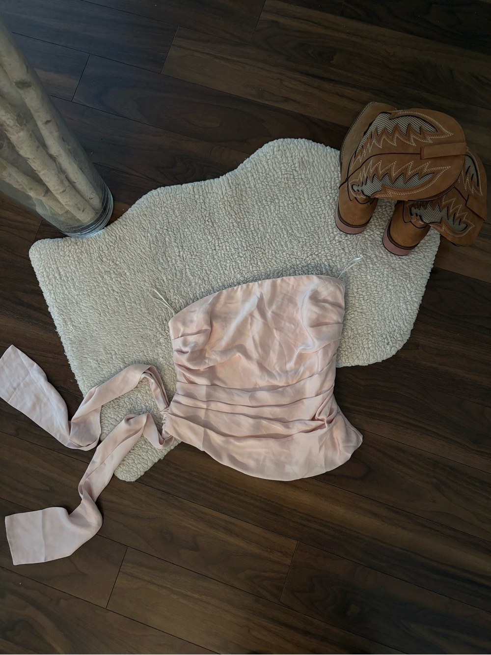 🌸Meshki Light Pink Silk Bandeau with Tie